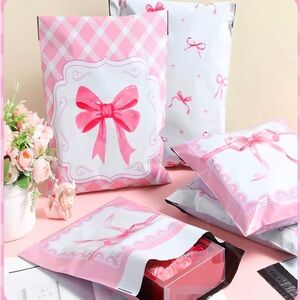 12 Pink Bow Patterned Poly Mailers - Assorted